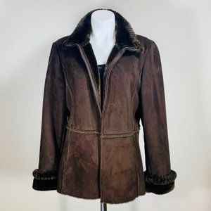 Suede Coat w/ (faux) Fur